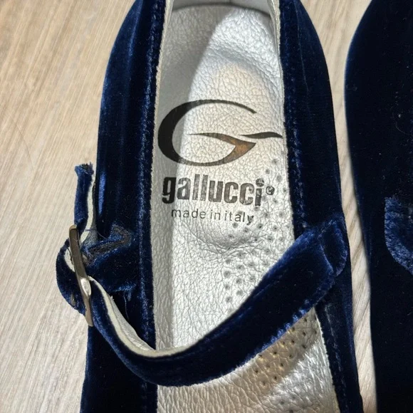 Gallucci Navy Velvet Mary Jane Shoes - Picture 2 of 9